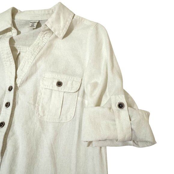 Old Navy Womens White Linen Blend 3/4 Sleeve Button Front Mini Shirt Dress XS - Picture 5 of 9